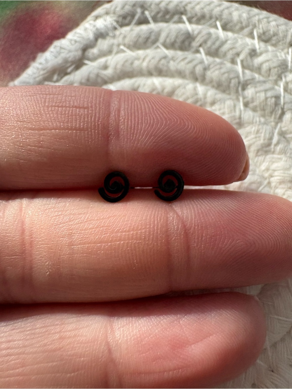 Black Spiral Stud Earrings - Minimalist Women’s Jewelry
